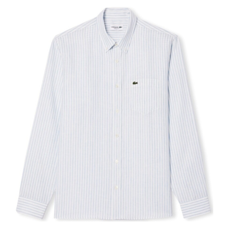 Lacoste  Regular Fit Linen Shirt - Blue/Blanc  Košele s dlhým rukávom Modrá