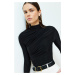 Trendyol Black Gathered Square Neck Fitted Elastic Knitted Blouse