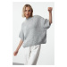 Trendyol Gray Wide Pattern Soft Texture Knitted Sweater