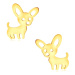 Náušnice v žltom zlate 375 - lesklý psík s veľkými uškami, puzetky