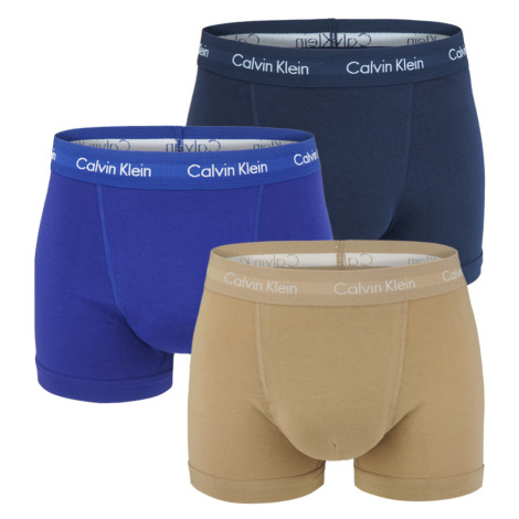 CALVIN KLEIN - boxerky 3PACK cotton stretch classic blue & sand - limitovaná edícia