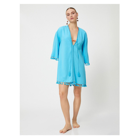 Koton X Şahika Ercümen - Oversize Tassel Mini Beach Dress Viscose
