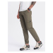 Ombre Men's pants with cargo pockets and leg hem - dark olive green