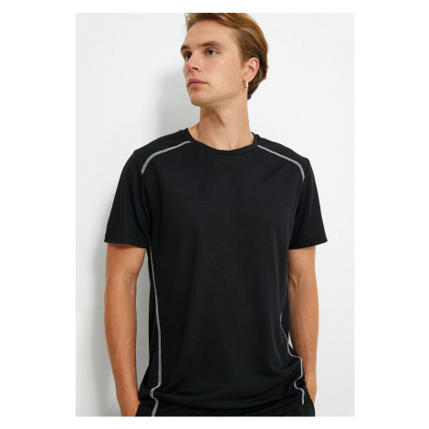 Koton Sports T-Shirt with Stitching Detail Crew Neck Short Sleeved.