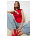 Trendyol Red Viscose/Soft Fabric Fitted Stretchy Knitted Blouse