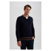 DEFACTO Standard Fit Polo Collar Cardigan