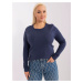 Navy Blue Classic Plus Size Round Neck Sweater