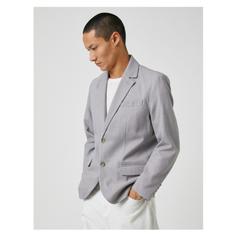 Koton Basic Blazer Jacket Wide Collar Buttoned Pocket Detailed