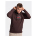 Ombre Men's Classic Printed Kangaroo Sweatshirt - Dark Brown