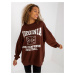 Dark brown sweatshirt with print and round neckline