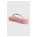 Žabky Tommy Hilfiger TH MONOGRAM FLAT SANDAL dámske, ružová farba, na platforme, FW0FW06964
