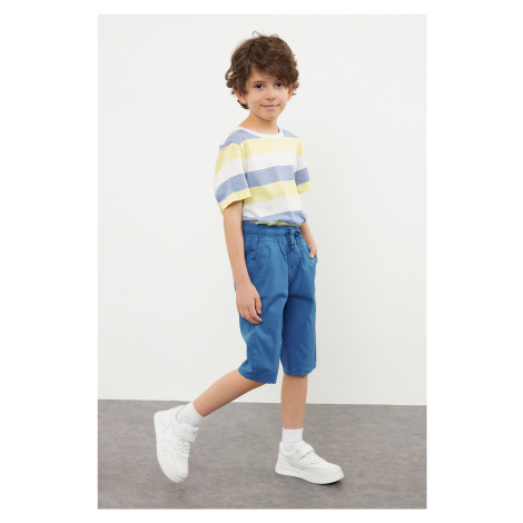 Trendyol Indigo Boy's Elastic Waist and Tied Woven Shorts