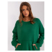 Tmavozelená vyteplená oversize mikina bez kapucne EM-BL-664.98P-dark green