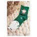 Women's shiny Christmas socks with Santa Claus, green