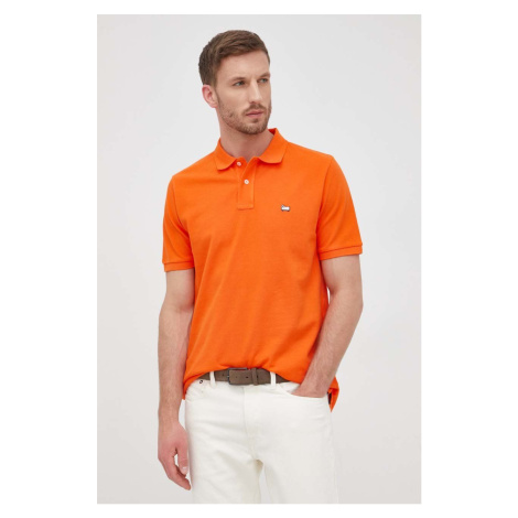 Bavlnené polo tričko Woolrich CFWOPO0032MRUT2931-6098, oranžová farba, jednofarebné