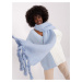 Blue warm scarf with fringe