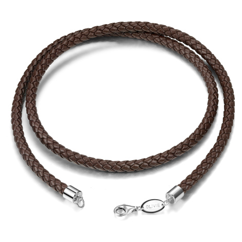 OLIVIE Kožená hnedá pletená šnúrka 60cm, tl.5 mm 6043
