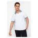 Trendyol White Regular Cut Textured 100% Cotton Polo Neck T-shirt