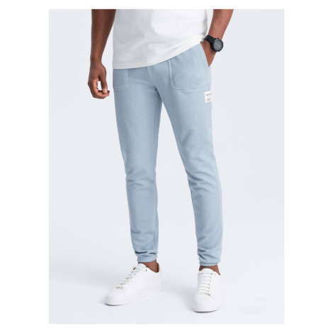 Ombre Men's structured knit sweatpants - light blue