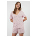 Trendyol Powder-Multicolored Floral Viscose Knitted Pajama Set