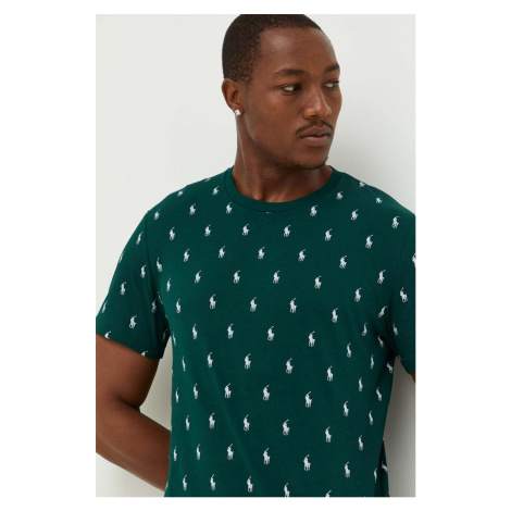 Bavlnené pyžamové tričko Polo Ralph Lauren zelená farba, vzorovaná, 714899612