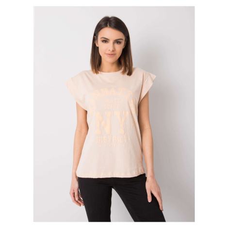 Peach T-shirt with print Ciara RUE PARIS