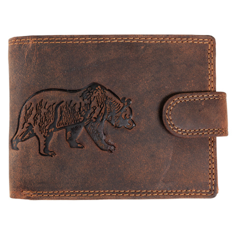 Wild Luxusná pánska peňaženka s prackou Medveď - hnedá