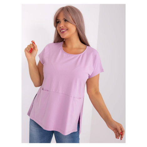 Light purple plus size blouse with pockets