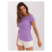 Purple basic blouse with short sleeves