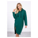 Dress with a hood and a slit on the side green