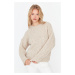 Trendyol Stone Soft Textured Wide Fit Knitwear Sweater