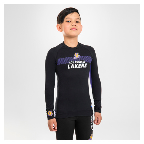 Detské spodné tričko NBA Lakers s dlhým rukávom čierne TARMAK