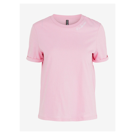 Pink T-shirt with Pieces Velune - Women