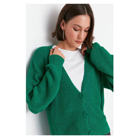 Trendyol Green Button Detailed Oversize Knitwear Cardigan