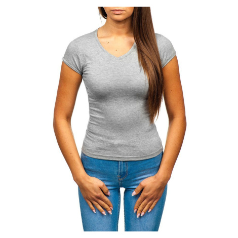 Women's fashion T-shirt with V-neck - dark gray