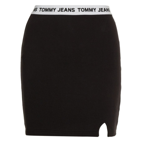 Tommy Jeans Sukňa - TJW LOGO WAISTBAND HWK SKIRT čierna