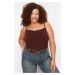 Trendyol Curve Brown Sandy Knitted Plus Size Blouse