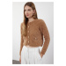 Trendyol Mink Crop Furry Jacket Look Knitwear Cardigan