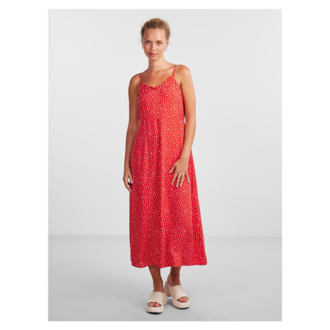 Women's Red Patterned Maxi Dress Pieces Nya - Women