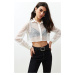 Trendyol Ecru Lace Crop Regular Regular Fit Woven Shirt