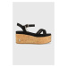 Sandále U.S. Polo Assn. LOREN dámske, čierna farba, na kline, LOREN002D