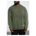 Trendyol Khaki Plus Size Oversize/Wide Cut Distressed/Faded Effect 100% Cotton Sweatshirt