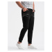 Ombre Men's sweatpants with decorative zippers - black