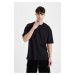 DEFACTO Men's Black Oversize Fit Wide Cut Crew Neck Heavy Fabric Short Sleeve Basic T-Shirt