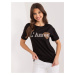 Black cotton t-shirt with appliqués