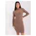 Brown fitted turtleneck dress BASIC FEEL GOOD