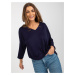 Basic dark blue women's blouse of oversize cut