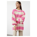 Trendyol Pink Soft Textured Thessaloniki Knitwear Striped Sweater