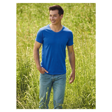 Blue Men's T-shirt Iconic V-Neck Fruit of the Loom