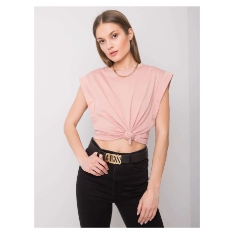 PÚDROVÉ DÁMSKE TRIČKO S KRÁTKYM RUKÁVOM 157-TS-3702.65P-PINK Rue Paris